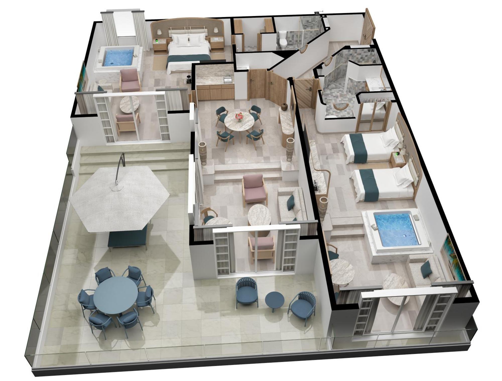 Two Bedroom Presidential Suite Ocean View - Kids & Teens Free