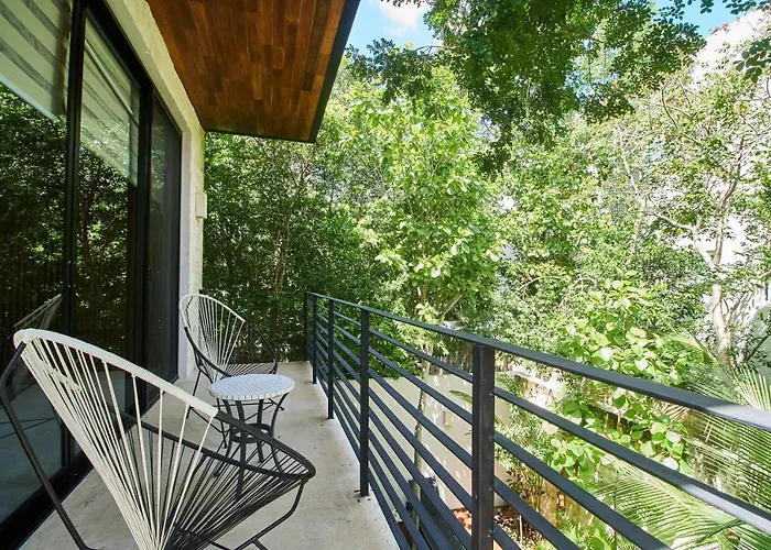 Pet friendly Casa Marhe Fancy House Design Aldea Zama Patio With Pool, Rooftop, Sun Loungers & Grill Tulum